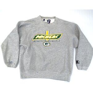 Vintage Starter Green Bay‎ Packers NFL Stitched Gray Sweatshirt M Distressed